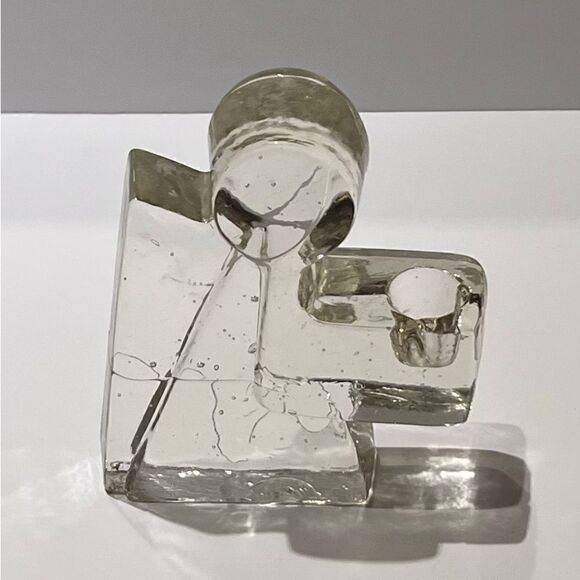 Wiesenthal Hutte Ice Glass Angel Candle Holder MCM Vintage Christmas - Picture 2 of 6